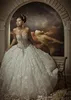 Royal Dramatic Sexy Wedding Dresses Sweetheart Ball Lace Bling Crystals Beaded See Through Corset Wedding Dress Beach Bridal Gowns