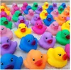 12pcs Rubber duck Mixed Animals Swimming Water Toys Colorful Float Squeeze Sound Squeaky Bathing Toy For Baby Bath Toys