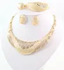 African Jewelry Statement Necklace Ring Earring Bracelet Crystal Wedding Bridal Fashion Beautiful 18K Gold Plated Jewelry Sets