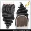 Fasci di capelli Bella Hair 8A con chiusura Estensioni brasiliane Trama Top Pizzo Nero Onda sciolta Testa piena