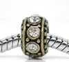 Hurtownie-10 Bronze Tone Clear Rhinestone Europejskie Koraliki dystansowe 11x5.8mm powyżej 120 USD Bezpłatne Express