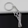 Hot 20 teile / los DIY Zubehör Antike silberne Zinklegierung Scissor Kamm Kette Schlüsselanhänger Keychain