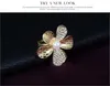 Moda Feminina 18 K Banhado A Ouro de Cristal Grandes Flores Pérola Festa de Casamento Colar Pulseira Anel Brincos Conjuntos de Jóias