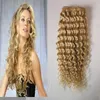 #613 Bleach blonde Afro Perwersyjne Kręcone Włosy Clip In 100g 7 sztuk/partia 4A/4b/4cafrican american clip in doczepy z ludzkich włosów