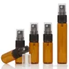 3 5 10 15 20 ml Refillable Amber Szkło Spray Atomizer Atomizer Perfumy Butelka Fiolka Świetna Mgła Pusta Kosmetyczna Próbka Prezent Pojemnik