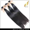 Brasilianska Virgin Hair Straight Hair Weaves Mänskliga hårförlängningar 1pc eller 2st / mycket naturlig färg 10-30 tum Bellahair