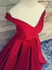 Real Prov Custom Made Dark Red Prom Klänningar V Neck Off The Shoulder Long Formal Evening Party Gowns With Sash Bow Pageant Wear