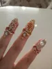 Corona colorata Crystal Finger Nail Art Ring Jewelry Nail Finger knuckle Anelli anello di coda Corona con nodo a farfalla per proteggere l'accessorio in lega di unghie