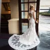 Incredibile abito da sposa con applicazioni in pizzo Sirena Sexy buco della serratura sul retro in rilievo Abito da sposa con scollo a V Abiti da sposa