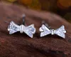 925 Sterling Silver Stud Boucles D'oreilles Bijoux De Mode Petit Bowknot Zircon Diamant Cristal Simple Boucle D'oreille pour Femmes Filles 100 pcs