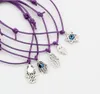 Hot ! 50pcs Mixed Kabbalah Hamsa Hand Star of David Charms Purple color Wax rope Adjustable Bracelets