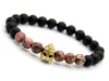 Nouveau Design En Gros 8mm Naturel Mat Agate Guerrier Romain Casque Bracelet De Mode Spartan Bijoux Pour Hommes Cadeau De Noël