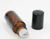 Amber tjock glasrulle på eteriska oljor flaska + rostfritt stål rullboll av DHL Gratis frakt