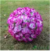 12 " ~16 " Elegant Artificial Silk Roses Flowers Kissing Ball 10 Colors For Wedding Christmas Ornaments Party Decoration Supplies