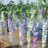 Exclusiva Flor de Seda Artificial Vine Home Decor Simulación Wisteria Garland Craft Ornamento Para Decoraciones Del Banquete de Boda Envío Gratis