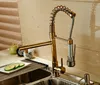 LED Golden Deck Mounted Kitchen Faucet Spring Sink Mixer Tap Enkel handtag5841041