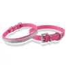 Hot selling Rhinestone diamante dog collars fashion PU leather jewelry Pet collar Puppy Necklace 4 Sizes 5 Colors
