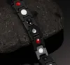 Hommes nouveauté haute qualité or noir 316L acier inoxydable bouddhiste religieux santé aimant pierre lien chaîne Bracelet 8.66 ''