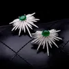 Fashion Emerald Crystals Earrings Silver Rhinestones Flower Stud Earring For Women Bridal Jewelry 2 Colors Wedding Gift For Friend270E