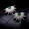 Mode cristaux émeraude boucles d'oreilles argent strass fleur boucle d'oreille pour femmes bijoux de mariée 2 couleurs cadeau de mariage pour ami2303