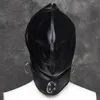Seks Zipper Mask Hood Nep Leather Pvc Face Restraint Blinddoek Fetisjkop Harnases Bondage Gay Paar Sm Sex Toy Eyes Mouth Zipp3752520