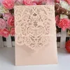Vente en gros - Cartes d'invitation de mariage découpées au laser Cartes de vœux Poches Invitations pliées Peach1