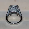 Rozmiar 5-11 Luksusowa biżuteria 8ct Big Stone White Sapphire 14KT białe złoto wypełnione gf Symulowany diamentowy zespół zaręczynowy Pierścień Lov261N