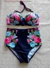 Sexy High Waisted Swimwears National Flower Of China Printed Monokini Push Up Beach Cover Ups Bathing Swimsuit