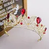 Ny stil lyxig guld brudkrona med grön kunglig blå röd silver kristall bröllop tiara heta sälja huvudstycken hår tillbehör gratis frakt
