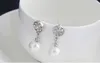 Bruidsmeisje Sieraden Set voor Bruiloft Kristal Strass Traanvormige Mode-sieraden Parelketting hangers Oorbel Partij Sieradensets