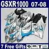 Gratis frakt Fairing Kit för 07 08 GSXR 1000 SUZUKI GSXR1000 2007 GSX-R1000 2008 Blue Yellow Corona Bodywork Fairings K7 FD26 + SEAT COWL