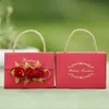 Wedding Favor Bag Creative Candy Box Purple Floral Party Gift Bag with Handle Birthday Party Favor Holder 50 pcs Free Shipping