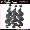 BellaHair Human Hair Dyeable Bleachable 9A Bundles Peruvian Weave Extensions Natural Black Color Double Weft 3-4PCS Body Wave