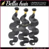 Bellahair Human Hair Dyable Blaceable 9a Bundlesペルー織り拡張天然黒色ダブルウェフト3-4PCSボディウェーブ