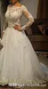 Linia Vintage 2016 Koronki Suknie ślubne Bateau Dubai Abaya Długie Rękawy Suknie Ślubne Sweep Pociąg Tulle Bride Dress Vestido de Noiva
