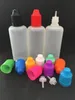 Flacons compte-gouttes en plastique avec bouchons à l'épreuve des enfants, aiguille fine PE pour jus, 10ml, 15ml, 20ml, 30ml, 50ml, 60ml, 100ml, 120ml