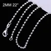 Women's 2mm Balls chains 16'' 18'' 20'' 22'' 24'' Short Long Fit Charms necklaces 925 sterling silver c002