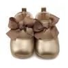 Chaussures de princesse en cuir PU souple pour bébés filles, chaussures de princesse avec nœud papillon, semelle décontractée antidérapante, chaussures de berceau pour les premiers pas