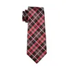 Classic Red Plaid Tie Set Pocket Square Cufflinks Jacquard Woven Formal Silk Business Tie Work Meeting Leisure N-0376