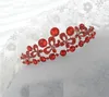 Kostenloser Versand Rot Kristall Strass Hochzeit Braut Party Tiara Ohrring Halskette Schmuck-Set dame Party Hochzeit Zubehör