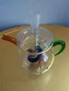 Free shipping wholesalers new Color mini teapot style glass hookah / glass bong, easy to carry, gift accessories