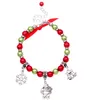 Kerstcadeau Mode Sieraden Armbanden Sneeuwvlok Santa Claus Bell Imitation Pearl Beads Charm Armband Hand Chain