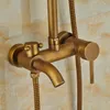 Wholesale And Retail Classic Antique Brass 8" Round Rain Shower Faucet Set Tub Spout Mixer Tap W/ Hand Shower Sprayer