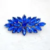 Vintage Rhodium Silver Plated Royal Blue Glass Marquise Crystal Diamante Brooch Prom Party Pin Gifts Free Shipping