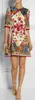 Mode Fleur Jacquard Imprimer Femmes A-Line Dress Demi Manches Mini Party Robes A5050