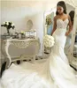 2020 Abiti da sposa economici sexy plus size sirena senza spalline applicazioni in pizzo perle illusione tulle lungo strascico abiti da sposa formali