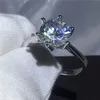 Anel da moda 925 anel de Noivado de prata esterlina anéis de casamento para as mulheres Corte Redondo 3ct Limpar 5A cristal de zircão Bijoux