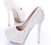 New Diamond Wedding Shoes Ivory Color Pearl Bridal Dress Shoes Beautiful Crystal High Heel Party Prom Shoes Platforms