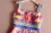 패션 프린트 여성의 시가 드레스 스퀘어 칼라 슬링 드레스 1215111