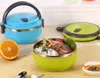 Fashion Hot Creative portable circular stainless steel insulation boxes green plastic student lunch box Child Bowl